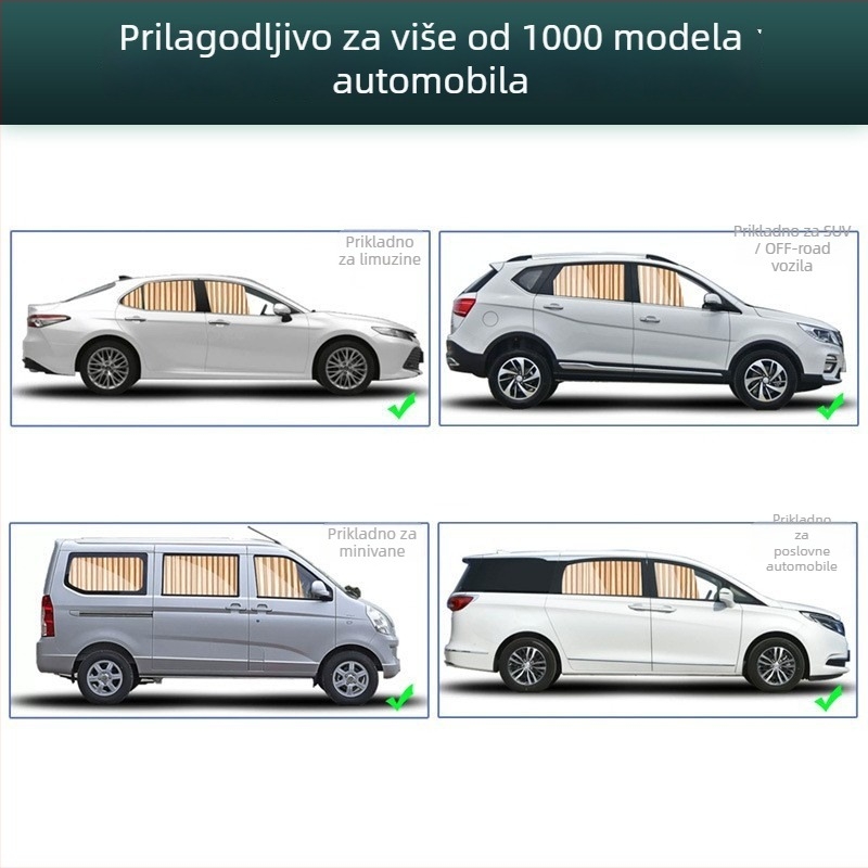 Auto zaštitna zavjesa od satena, viseći tip s gornjim i donjim dvostrukim tračnicama, kompatibilna s 95% posebnih modela automobila, Marka Hong Kong Qiu Xin