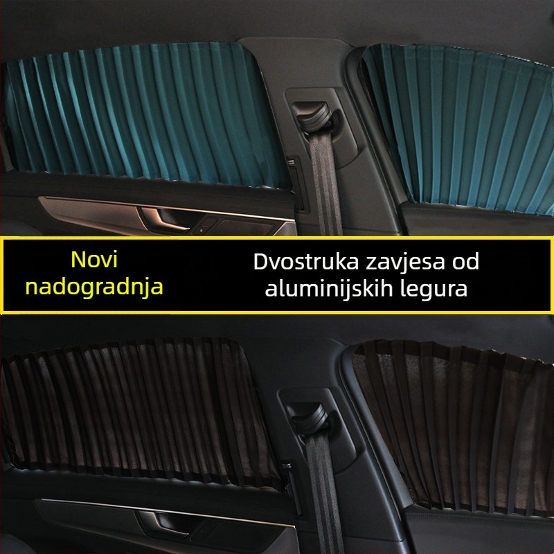 Auto zaštitna zavjesa od satena, viseći tip s gornjim i donjim dvostrukim tračnicama, kompatibilna s 95% posebnih modela automobila, Marka Hong Kong Qiu Xin
