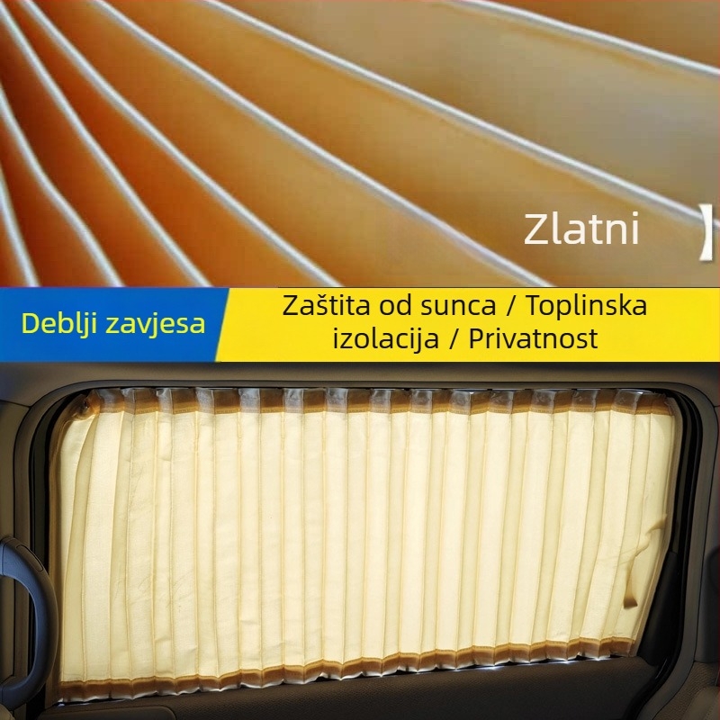 Auto zaštitna zavjesa od satena, viseći tip s gornjim i donjim dvostrukim tračnicama, kompatibilna s 95% posebnih modela automobila, Marka Hong Kong Qiu Xin