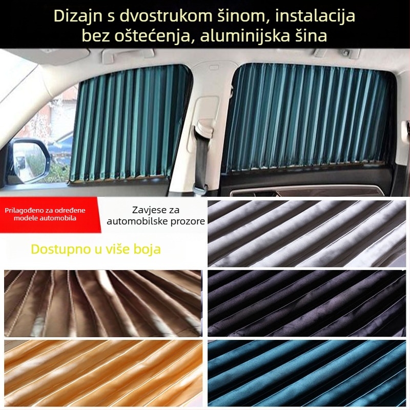 Auto zaštitna zavjesa od satena, viseći tip s gornjim i donjim dvostrukim tračnicama, kompatibilna s 95% posebnih modela automobila, Marka Hong Kong Qiu Xin