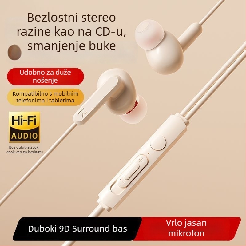 Ušne slušalice s kabelom i ušnim kukicama, USB-C kabel dužine 2 m, snižavanje šuma, za karaoke, sport, igre i pozive
