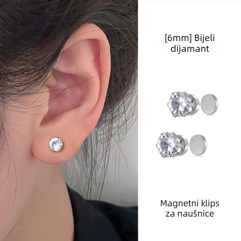 Ximang Nakit Magnetne klipse za uši – titan čelik, geometrijski dizajn, poliranje, visokokvalitetan ženski stil