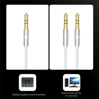 Žične PC slušalice u uho s mikrofonom, 3 m kabel, 3,5 mm priključak
