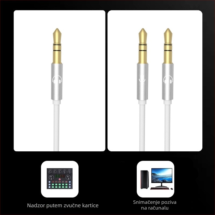 Žične PC slušalice u uho s mikrofonom, 3 m kabel, 3,5 mm priključak