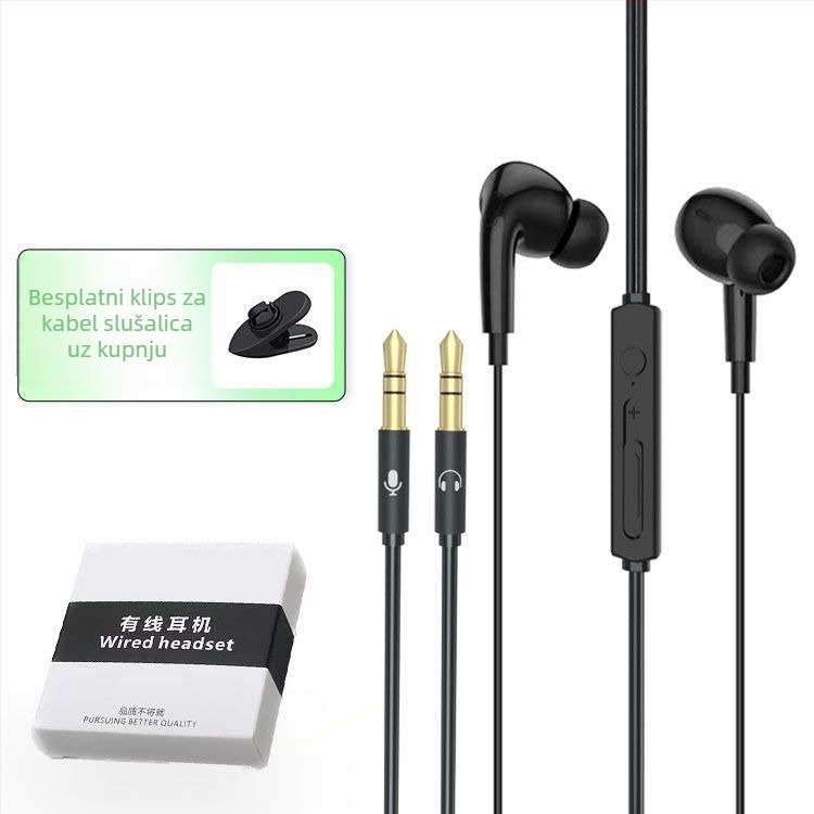 Žične PC slušalice u uho s mikrofonom, 3 m kabel, 3,5 mm priključak