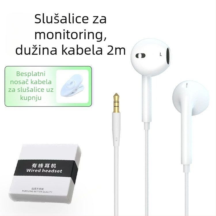 Žične PC slušalice u uho s mikrofonom, 3 m kabel, 3,5 mm priključak