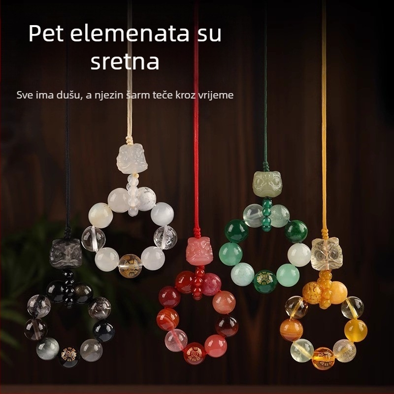 Kristalni privjesak za ključ, ručno izrezbaren, motiv zviježđa/zodijak, etnički literarno retro stil