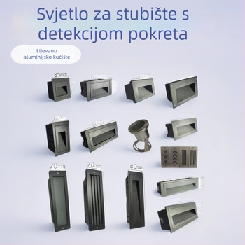 LED kutno svjetlo sa senzorom za vanjske stepenice, ugrađeno svjetlo za stepenice, kućište stopice – TT-061, Tiantai Lighting, Materijal: aluminij liven, Debljina: 2 mm