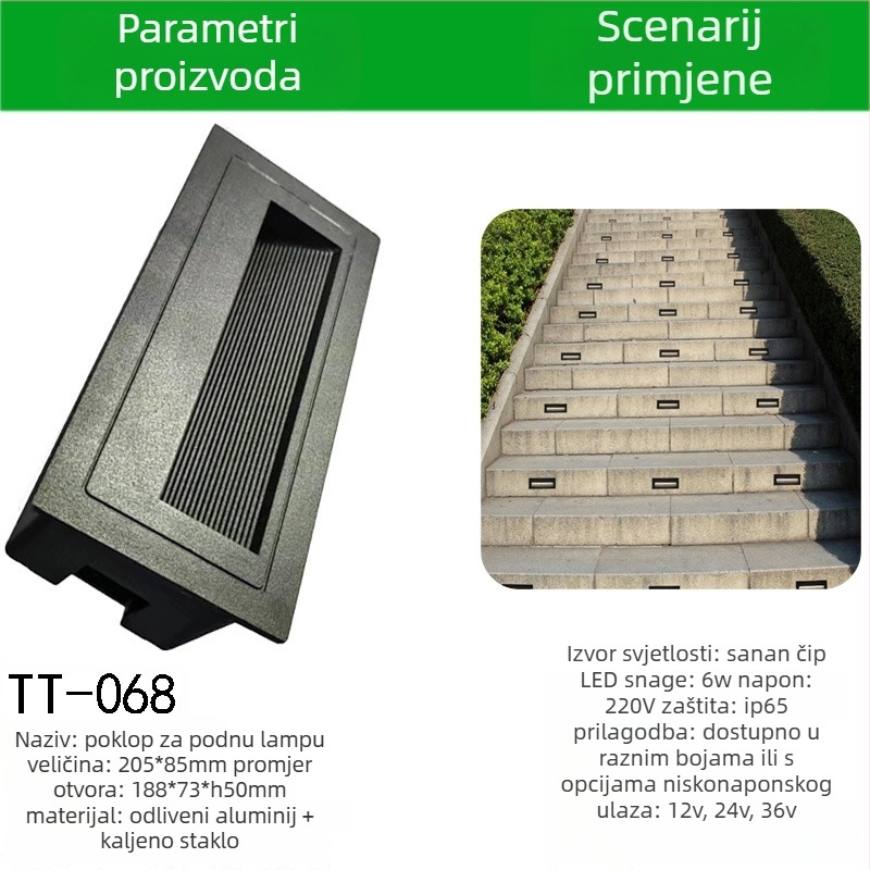 LED kutno svjetlo sa senzorom za vanjske stepenice, ugrađeno svjetlo za stepenice, kućište stopice – TT-061, Tiantai Lighting, Materijal: aluminij liven, Debljina: 2 mm