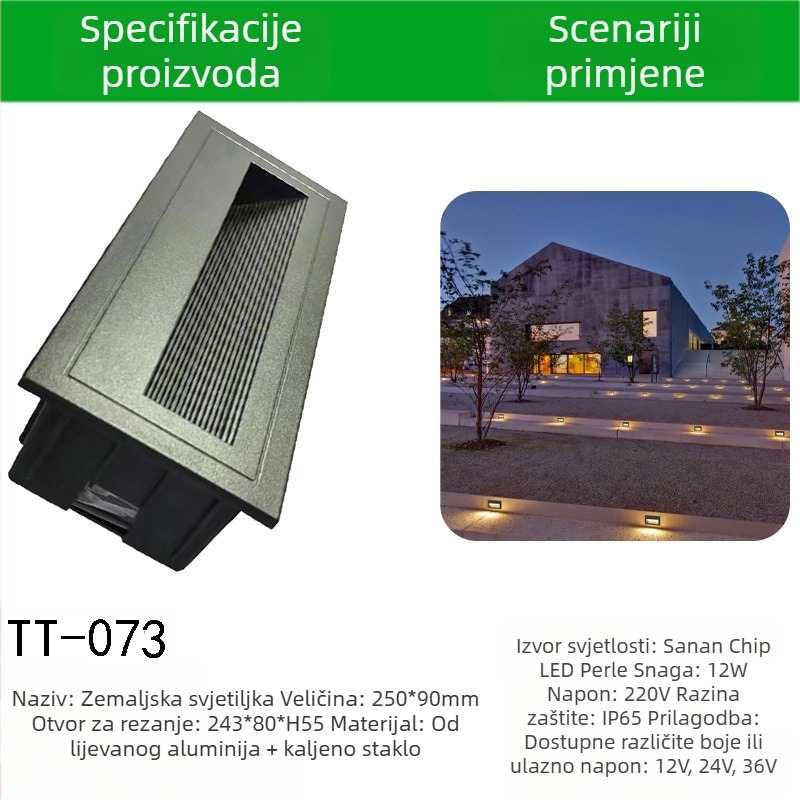 LED kutno svjetlo sa senzorom za vanjske stepenice, ugrađeno svjetlo za stepenice, kućište stopice – TT-061, Tiantai Lighting, Materijal: aluminij liven, Debljina: 2 mm