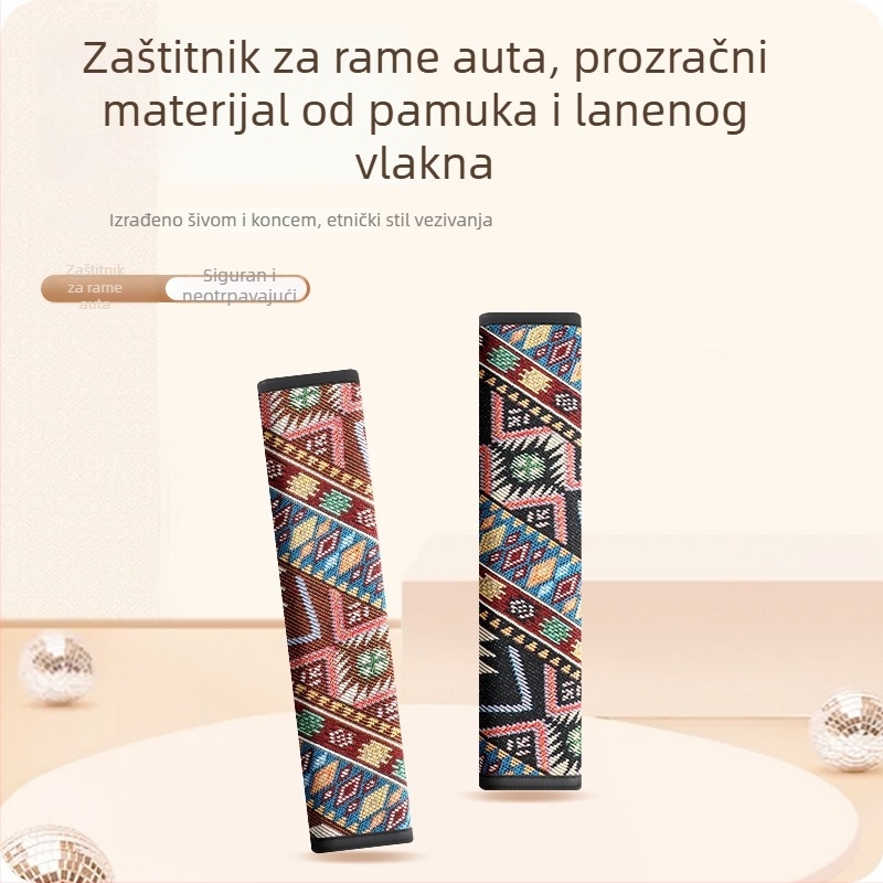 Zaštitni jastuk za rameni sigurnosnog pojasa u automobilu — Etnični stil, Crtani dizajn, Poliester, Gu qi marka
