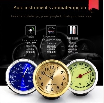 Auto termometar i sat s pokazivačem temperature i vlage; konstrukcija: smjer sjedala; Beauchamp
