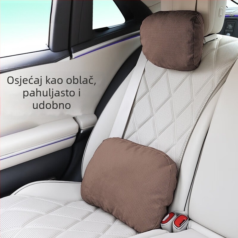 Fuhe auto jastuk za vrat i naslon za glavu od suede materijala s punilom od biološkog fleisa – univerzalno za vozila