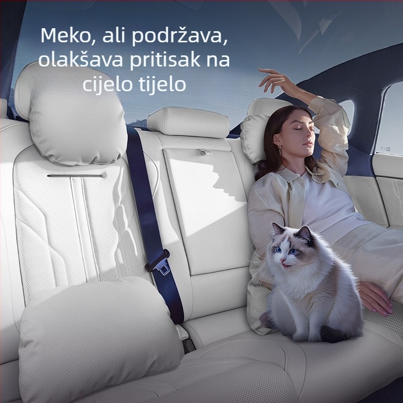 Set unutarnjih jastuka za automobil Jihu T1 – jastuk za glavu, jastuk za pojas, jastuk za vrat, zaštite vrata i pojas, univerzalna kompatibilnost, umjetna koža, punjenje od umjetnih vlakana, prilagodljiv, sve sezone, minimalistički stil