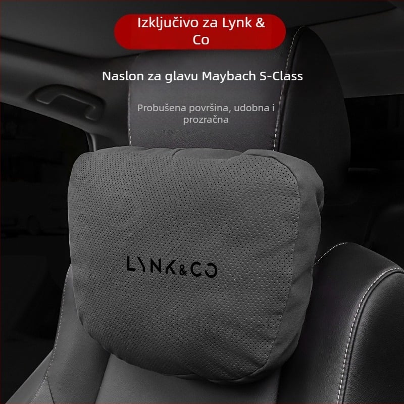 Lynk auto jastuk za glavu s memory foam, suede vanjski materijal, Lynk logo, za sve sezone, prilagodljiv