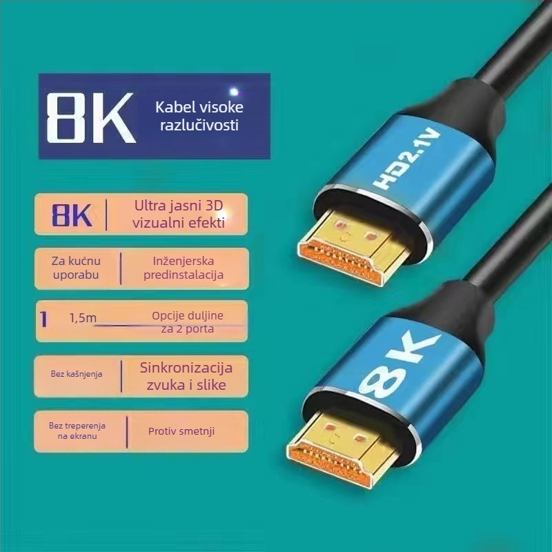 HDMI 2.1 8K Ultra-Clear kabel – univerzalan, za TV, računalo, set-top box i projektor