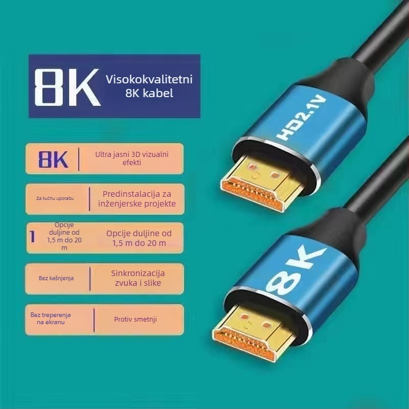HDMI 2.1 8K Ultra-Clear kabel – univerzalan, za TV, računalo, set-top box i projektor