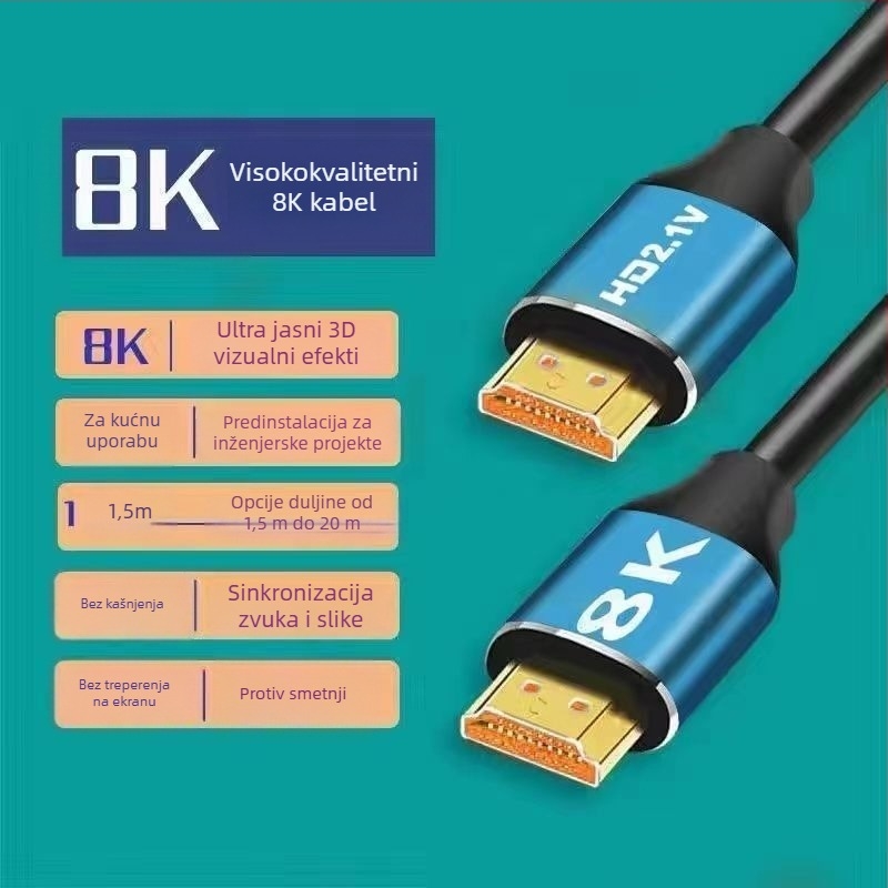 HDMI 2.1 8K Ultra-Clear kabel – univerzalan, za TV, računalo, set-top box i projektor