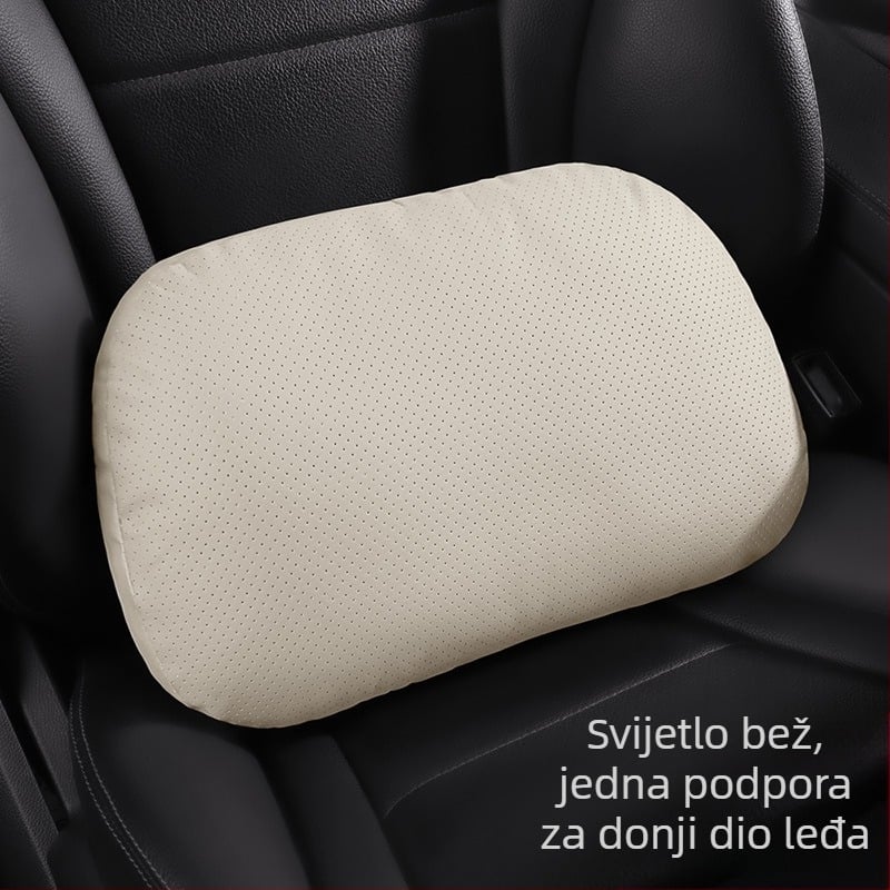 Auto naslonjač za glavu i lumbalna podrška s jastučićem za vrat (Nappa koža, punilo od svilnih vlakana, universal prilagodba, sve sezone, poslovni stil)