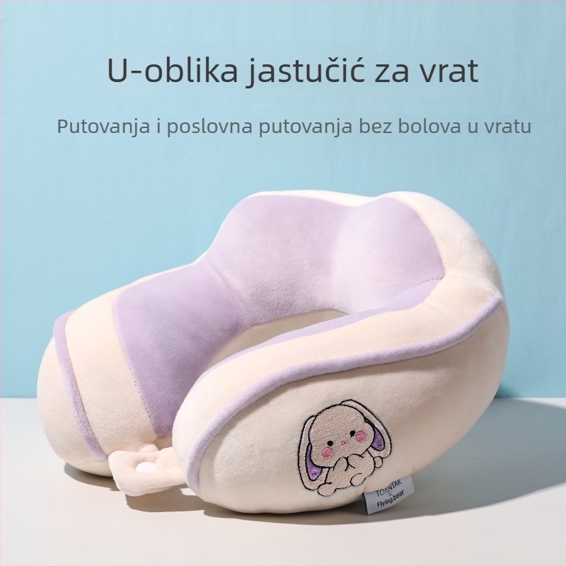 U-oblikovani jastuk za vrat s PP pamukom punjenim, Crystal Velvet tkanina, prenosni putnički jastuk za auto i dugih putovanja