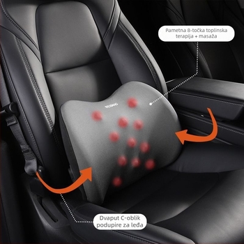 Automobilska električna masaža lumbar podrška jastuk s memorijskom pjenom, navlaka od čiste pamuka, pogodna za sve sezone