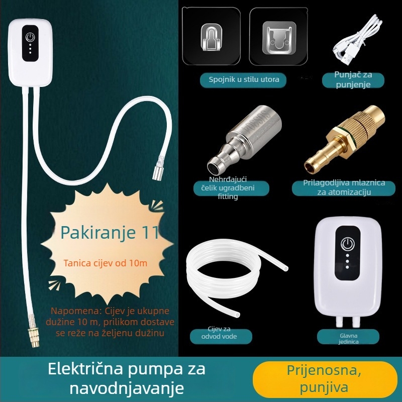 Električni raspršivač, Micro Spray serija; materijali: plast, silikon, mesing; namijenjeno kućnom vrtlarstvu i javnim zelenim površinama