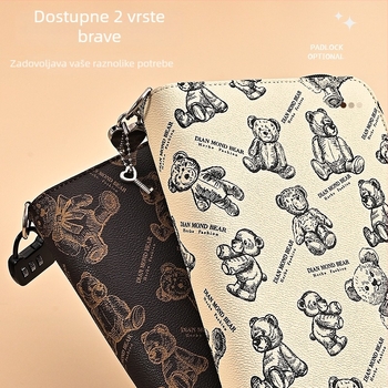 Torba za dokumente s zatvaračem, dizajn medvjedića, PU materijal, velika kapaciteta za novčanice, kartice i potvrde, mogućnost tiskanja logotipa