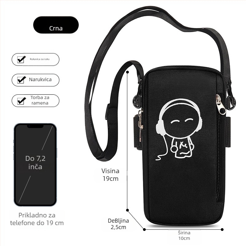 Torba za mobitel na ruku, unisex, Oxford materijal, vodootporna, lagana