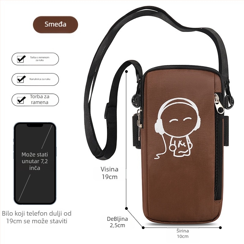 Torba za mobitel na ruku, unisex, Oxford materijal, vodootporna, lagana