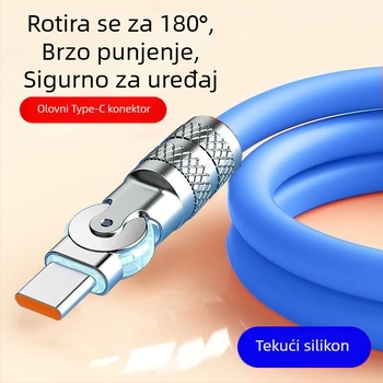 Rotirajući Android kabel za brzo punjenje 240W s LED za Huawei, Honor, Xiaomi i ViOP gaming telefone