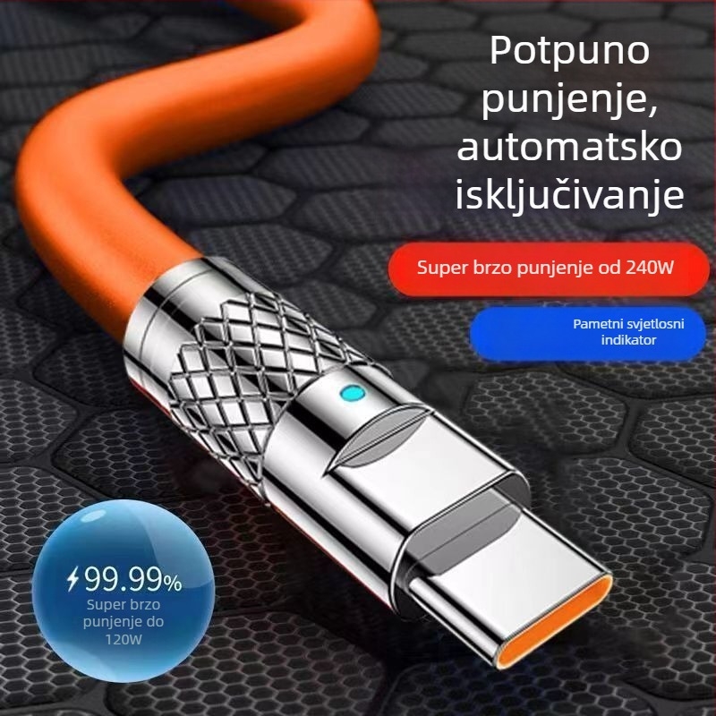 Rotirajući Android kabel za brzo punjenje 240W s LED za Huawei, Honor, Xiaomi i ViOP gaming telefone