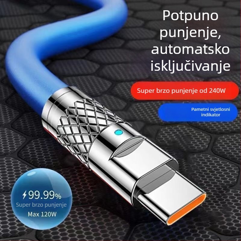 Rotirajući Android kabel za brzo punjenje 240W s LED za Huawei, Honor, Xiaomi i ViOP gaming telefone