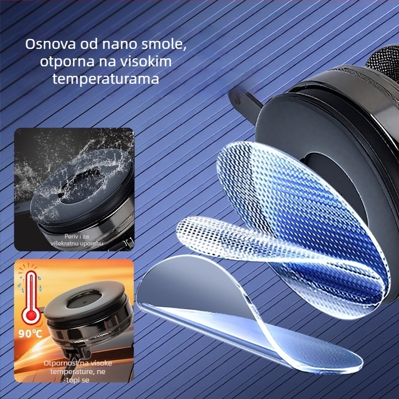 Metalni držač telefona za auto s vakuum pričvrsom, 360° rotacija, sklopiv, univerzalna kompatibilnost