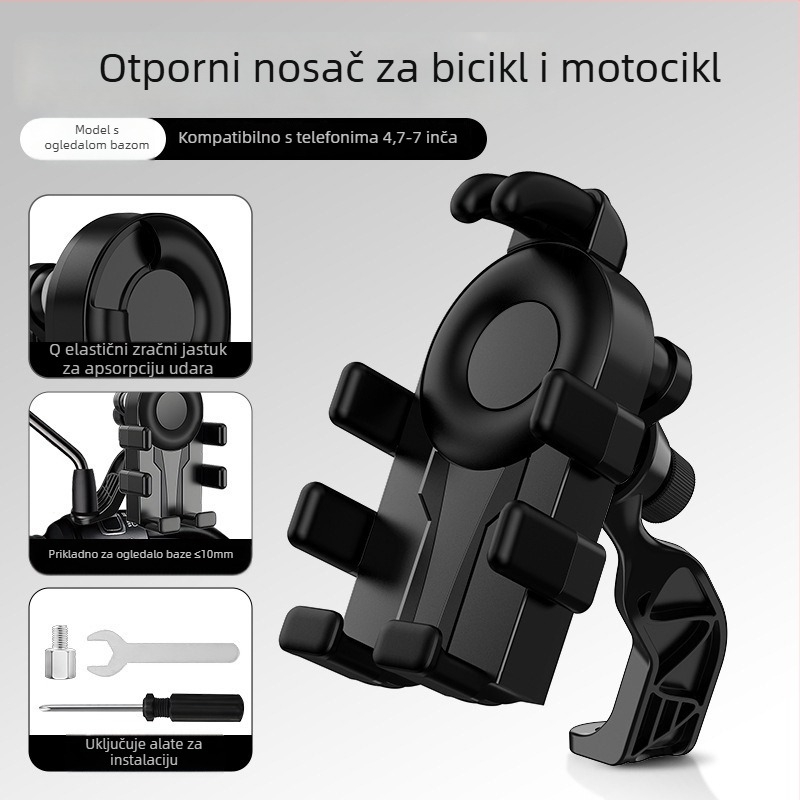 Držač za telefon za bicikl i motocikl (Airbag protiv vibracija, Plastika, Jednostavan dizajn)
