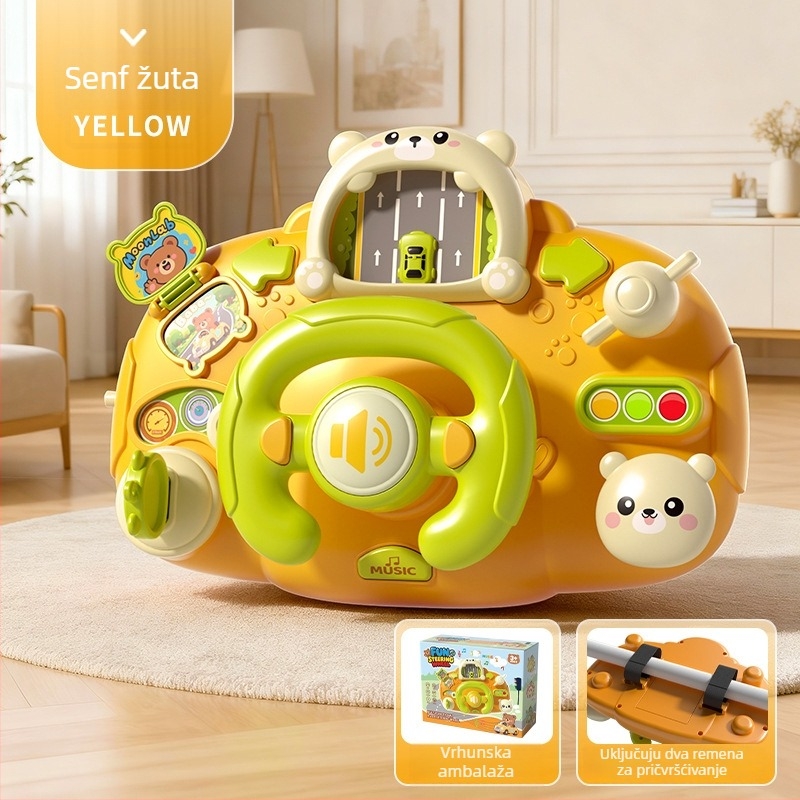 Volan za kolica – svjetla, glazba i igre roditelj-dijete; plastika; napajanje suhim baterijama; za bebe i djecu 0–3 godine