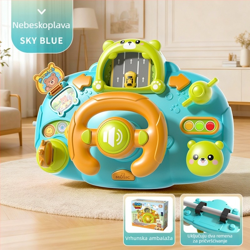Volan za kolica – svjetla, glazba i igre roditelj-dijete; plastika; napajanje suhim baterijama; za bebe i djecu 0–3 godine