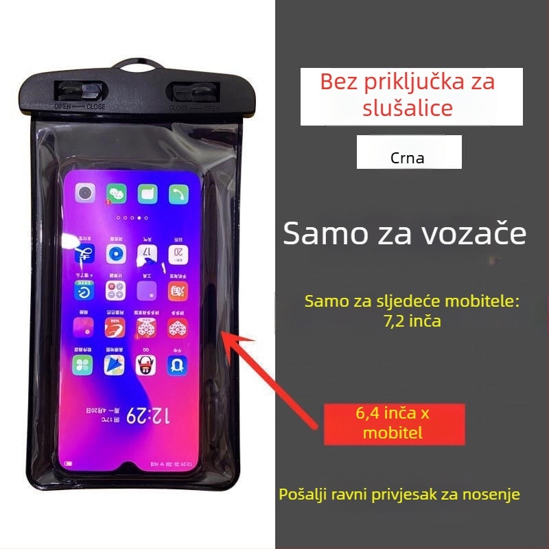 Vodootporna torbica za telefon za jahače, TPU materijal, kompatibilan s zaslonom na dodir, ispis logotipa, prilagodljivo oblikovanje