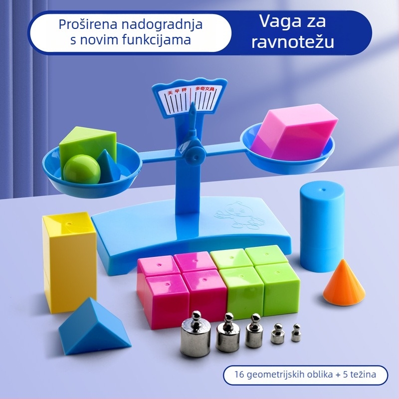 Balansna vaga za učenje – PP materijal, za djecu 3–6 godina, komplet s pladnjem i težinama
