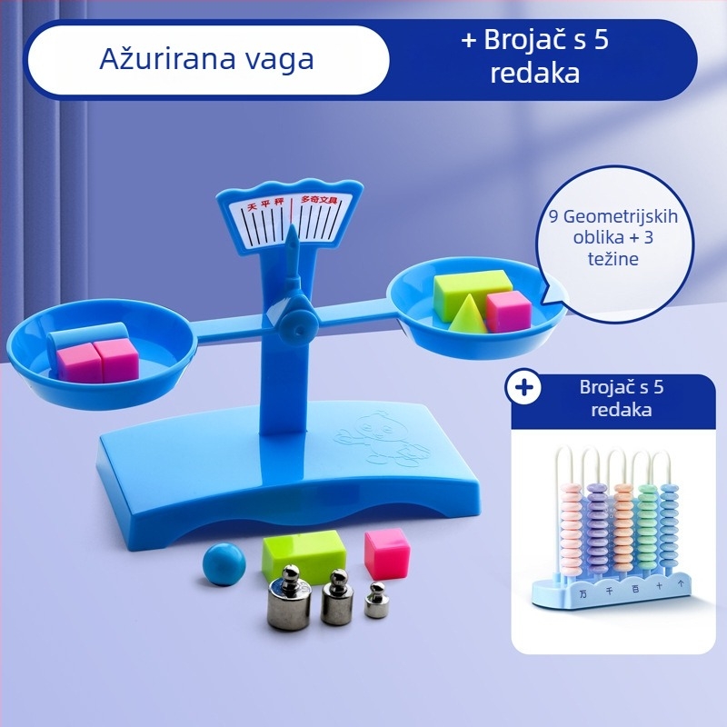 Balansna vaga za učenje – PP materijal, za djecu 3–6 godina, komplet s pladnjem i težinama
