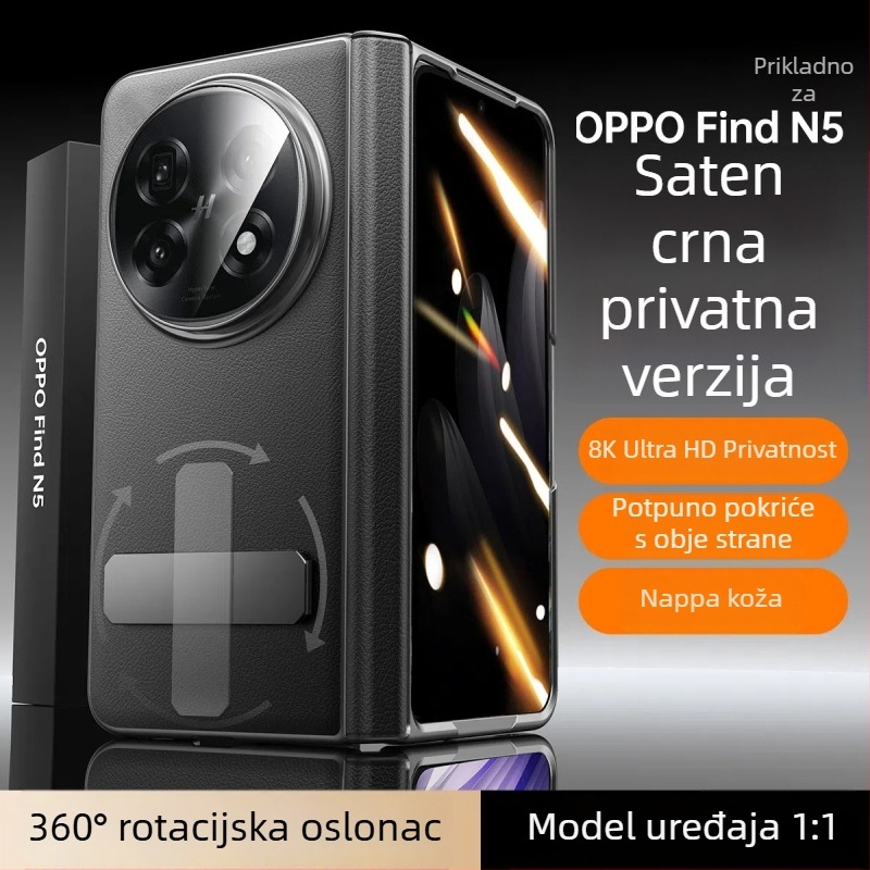 Kožna futrola OPPO Find N5 s rotirajućim držačem i središnjim šarkom, mat završna obrada, protiv padova, magnetsko prianjanje