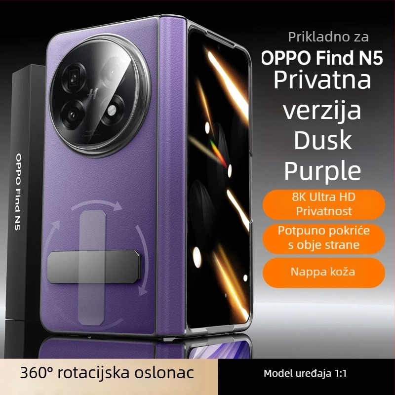 Kožna futrola OPPO Find N5 s rotirajućim držačem i središnjim šarkom, mat završna obrada, protiv padova, magnetsko prianjanje