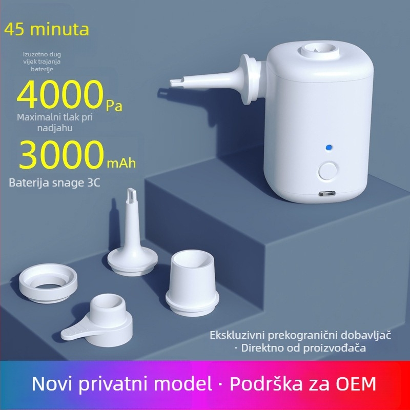 Vanjska dvostruko namijenjena prijenosna pumpa za zrak – USB napajanje, 12V, 70 L/min, 0,148 kg, <=80W