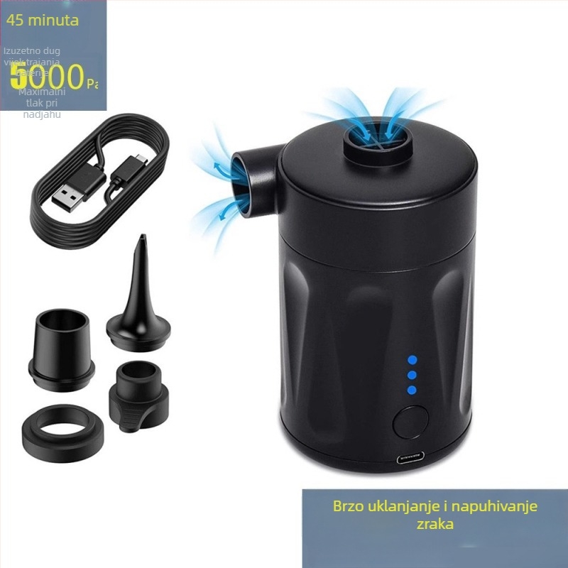 Vanjska dvostruko namijenjena prijenosna pumpa za zrak – USB napajanje, 12V, 70 L/min, 0,148 kg, <=80W