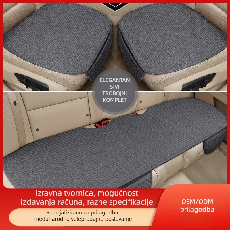 Auto jastuk za sjedalo, trodijelni set, stražnje sjedalo, sve sezone, površina od poliestera