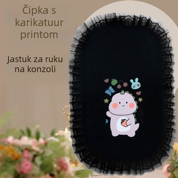 Podložak za središnji naslon za ruku automobila s dizajnom karikature i čipke; materijal velur; marka Vika; kompatibilan s kutijom za naslon s poklopcem