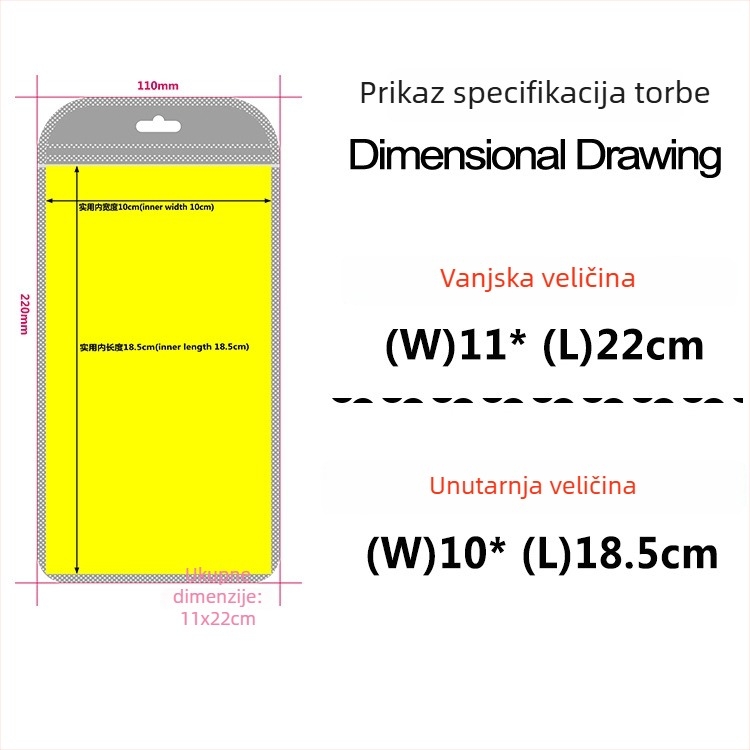 Samozapečujuća vrećica za pakiranje – s jedne strane prozirna, s druge strane neprozurna; duljina zatvaranja 3 cm; zaobljeni rub; univerzalno pakiranje za mobitele i elektroniku