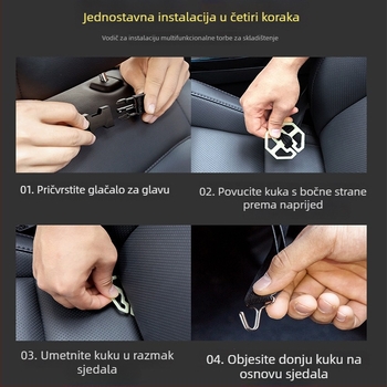 Kožna torba za pohranu za stražnje sjedalo automobila s pladnjem, Tray Backpocket stil, viseći način, prilagodljivo