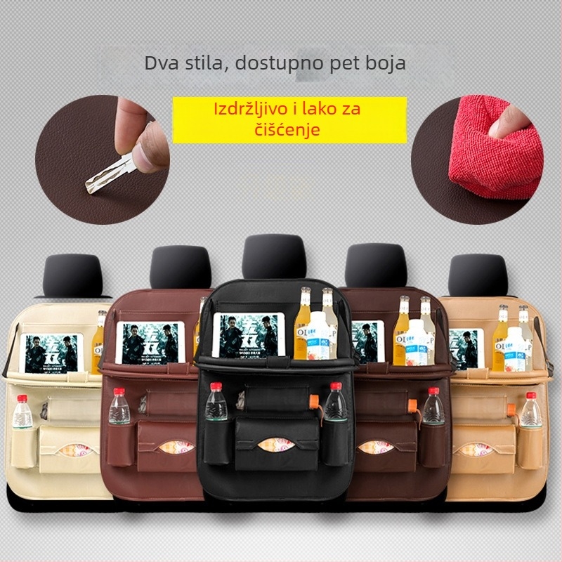 Kožna torba za pohranu za stražnje sjedalo automobila s pladnjem, Tray Backpocket stil, viseći način, prilagodljivo