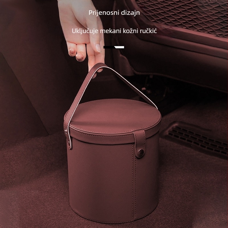 Kožni auto kanta za otpad s poklopcem, viseći tip, dimenzije 18×17.3 cm, vodootporan