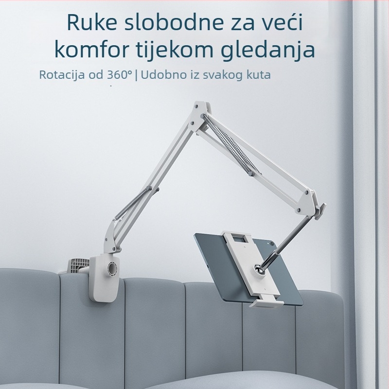 ZX02 Držač za telefon i tablet s rotirajućim cantileverom – iznad kreveta ili stola, dvostruka upotreba, od karbonskog čelika